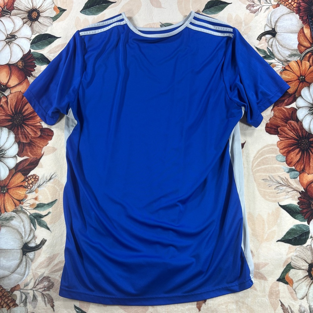 Adidas Entrada 18 Mens Jersey Royal Blue Shoulder Stripes Climalite Size XL - Picture 3 of 6